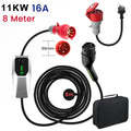 JUNSUN 11kW Mobile Wallbox Typ 2 | 8m Ladekabel | CEE & Schuko Adapter