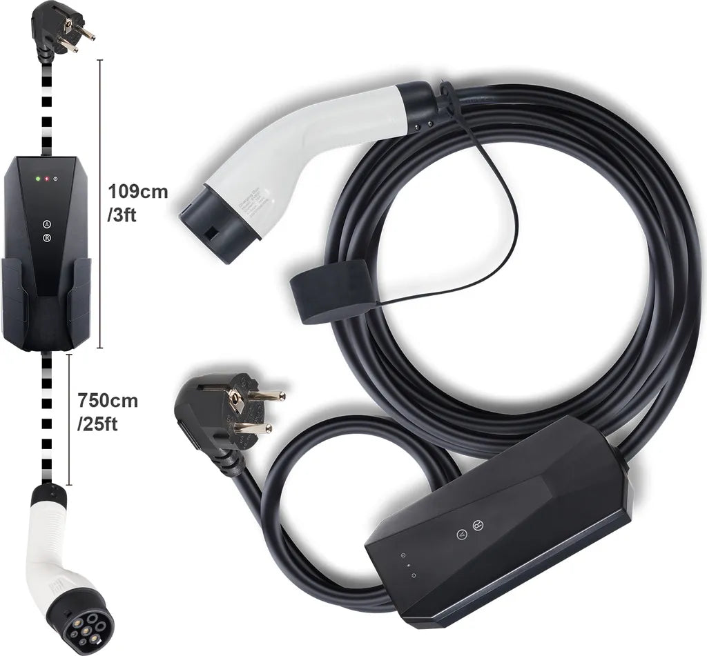SucceBuy EV Ladegerät Typ 2 - 3,7kW | 8-16A Einstellbar | 8,6m Ladekabel IP66